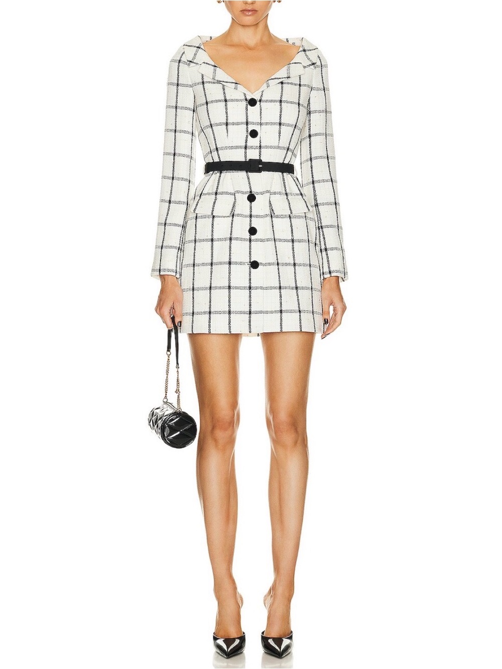 Self Portrait check Cream tailored mini dress NEW NWT